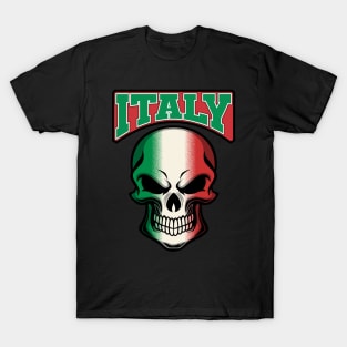 ITALY FLAG IN A SKULL EMBLEM T-Shirt